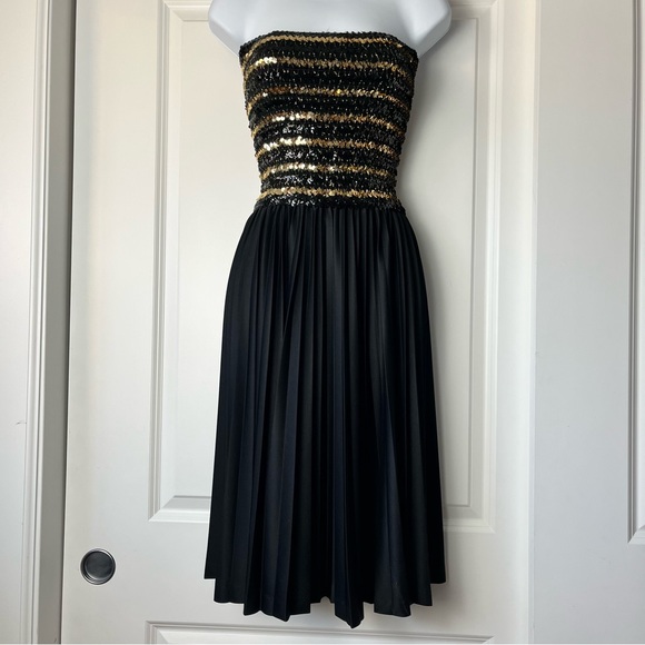 Vintage Vicky Vaughn Junior Sequined/Pleated Party Dress Sz 7 - Picture 2 of 12